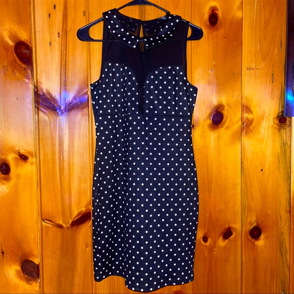 Soprano Polka Dot Bodycon Collared Dress
